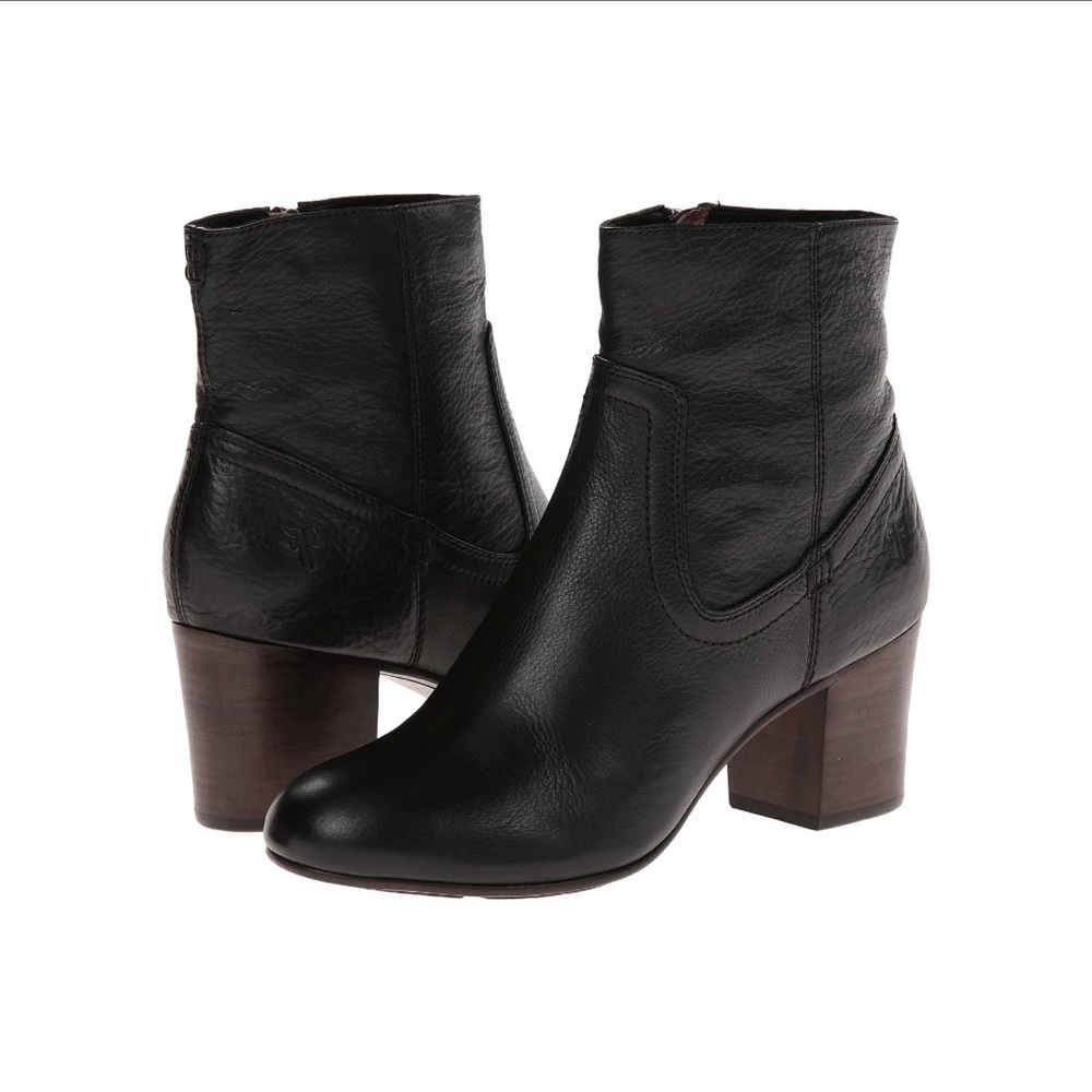 Frye Stella zip short ankle heeled booties 8 black